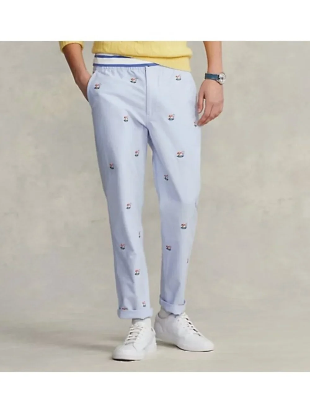 Men's Polo Ralph Lauren Classic Fit $148 Chambray Flamingo Pants Casual Size M